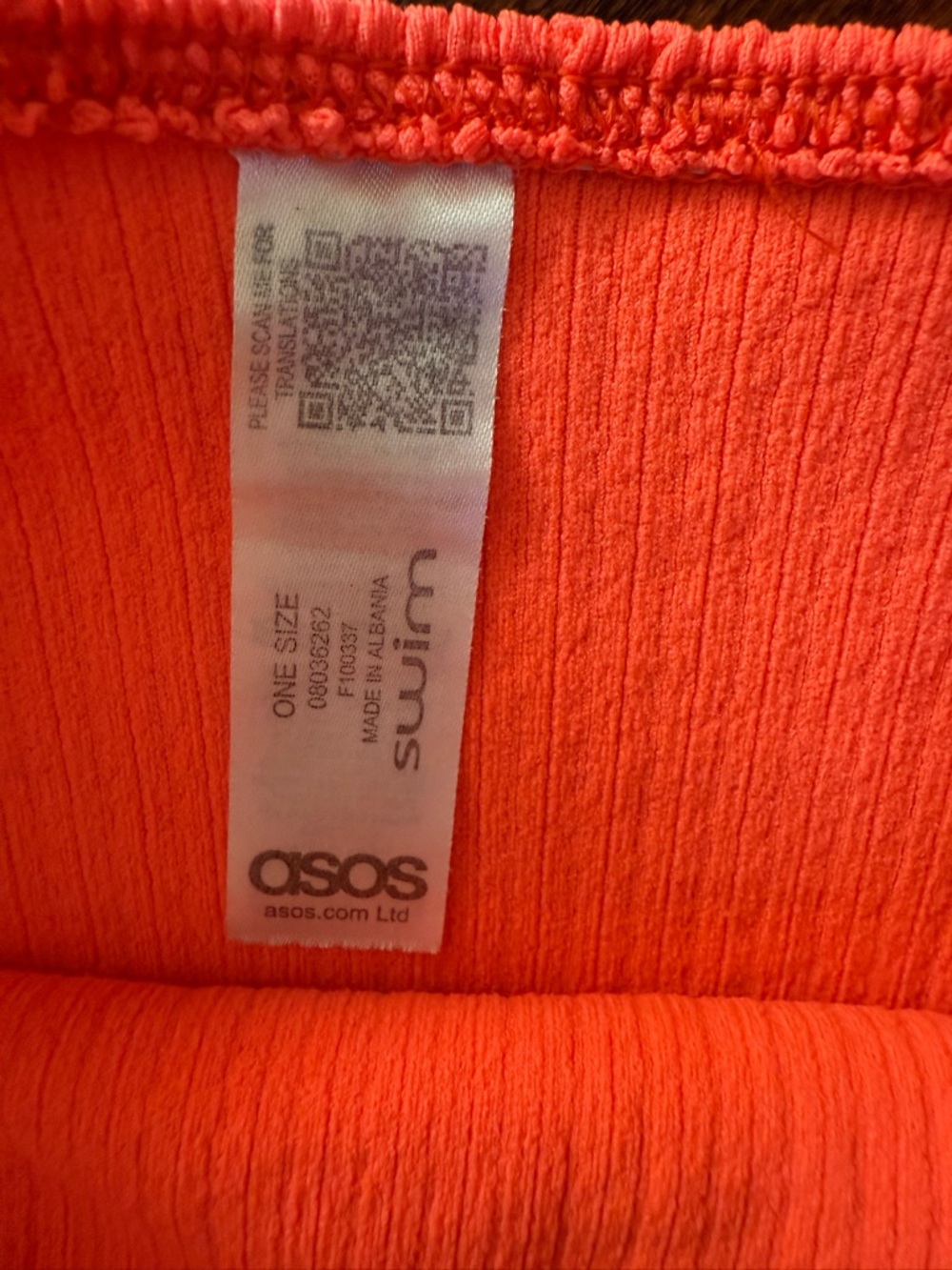 ASOS Coral Textured Bandeau Bikini Set - Picture 2 of 3